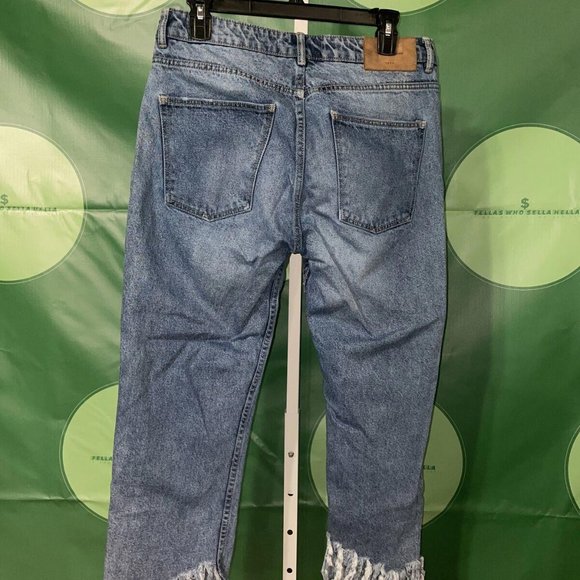 ZARA Trafaluc Denimwear Medium Blue Jeans Frayed Ankle Hem Women’s sz 6 zip VGUC - Picture 10 of 10